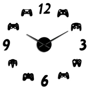 Video Game Controllers DIY Large Wall Clock Game Room Decor Modern Design Freamless Giant Wall Clock Game Boys Room Wall Watch