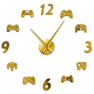 Video Game Controllers DIY Large Wall Clock Game Room Decor Modern Design Freamless Giant Wall Clock Game Boys Room Wall Watch