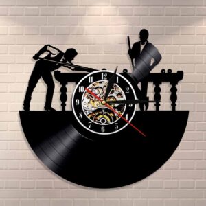 Billiards Player Wall Sign Personalised Wall Clock Unique Pool Billiards Snooker Room Decor Vinyl Record Clock Man Cave Gift