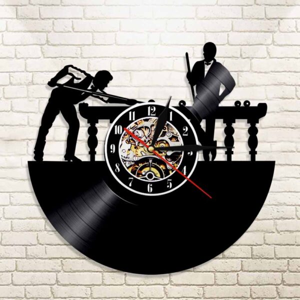 Billiards Player Wall Sign Personalised Wall Clock Unique Pool Billiards Snooker Room Decor Vinyl Record Clock Man Cave Gift