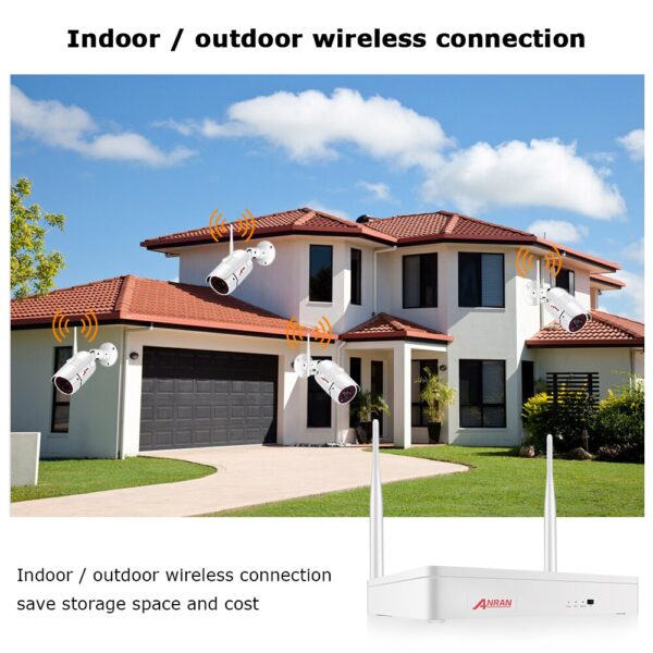 ANRAN Wireless 2MP CCTV Wireless System NVR Kit Outdoor P2P Wifi IP Security Camera Set Video Surveillance Kit Night Vision