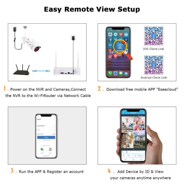 ANRAN Wireless 2MP CCTV Wireless System NVR Kit Outdoor P2P Wifi IP Security Camera Set Video Surveillance Kit Night Vision