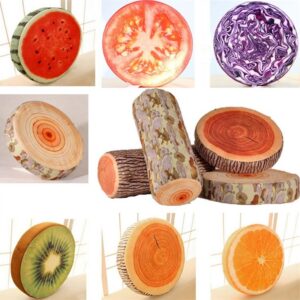 Round Shape 38x7cm Fruit Wood Printed Seat Cushon Foam Inner Wood Shaping Cushion Pillow Soft Health Care Sofa Cushion Filling