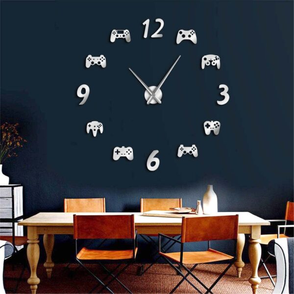 Video Game Controllers DIY Large Wall Clock Game Room Decor Modern Design Freamless Giant Wall Clock Game Boys Room Wall Watch