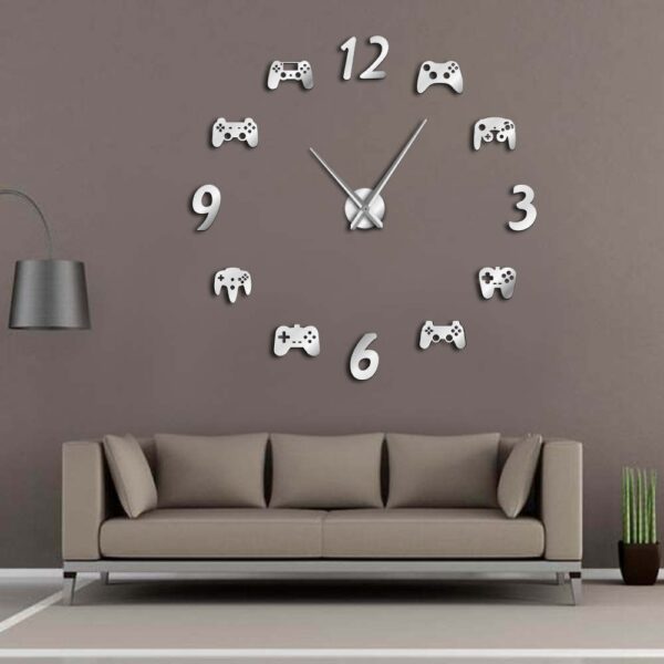 Video Game Controllers DIY Large Wall Clock Game Room Decor Modern Design Freamless Giant Wall Clock Game Boys Room Wall Watch
