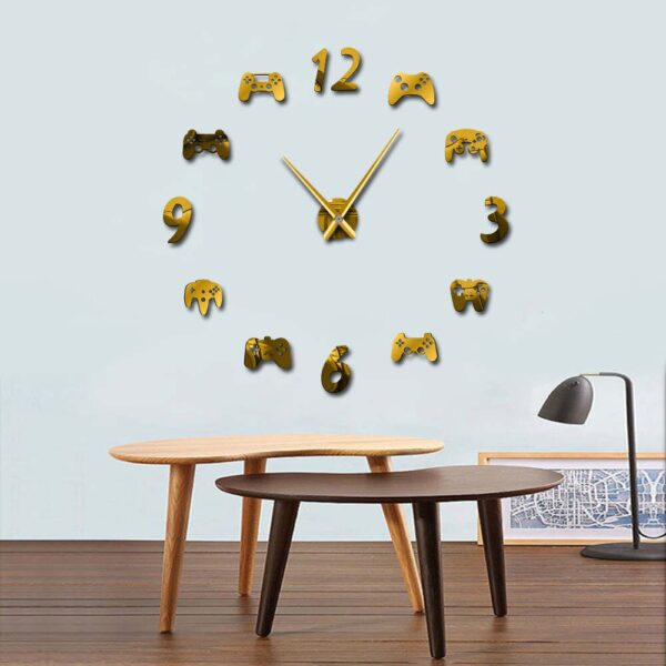 Video Game Controllers DIY Large Wall Clock Game Room Decor Modern Design Freamless Giant Wall Clock Game Boys Room Wall Watch