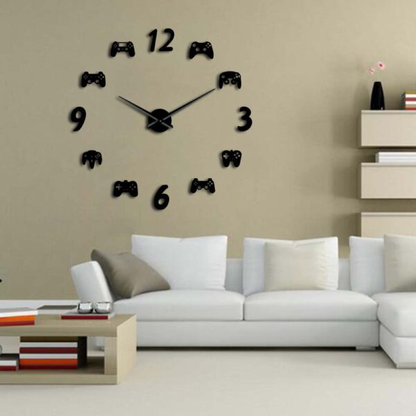 Video Game Controllers DIY Large Wall Clock Game Room Decor Modern Design Freamless Giant Wall Clock Game Boys Room Wall Watch