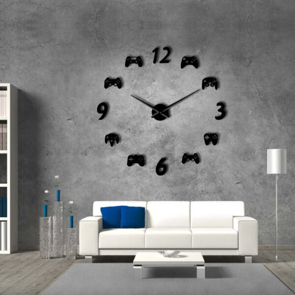 Video Game Controllers DIY Large Wall Clock Game Room Decor Modern Design Freamless Giant Wall Clock Game Boys Room Wall Watch