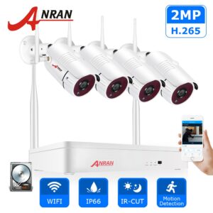 ANRAN Wireless 2MP CCTV Wireless System NVR Kit Outdoor P2P Wifi IP Security Camera Set Video Surveillance Kit Night Vision