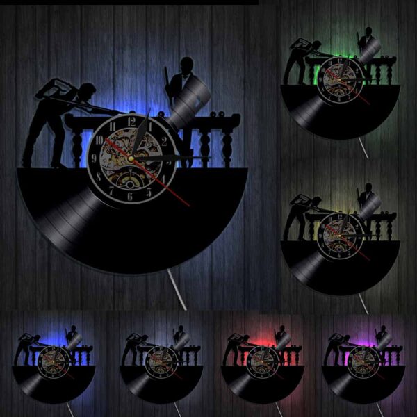 Billiards Player Wall Sign Personalised Wall Clock Unique Pool Billiards Snooker Room Decor Vinyl Record Clock Man Cave Gift