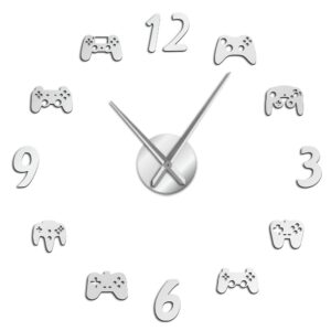 Video Game Controllers DIY Large Wall Clock Game Room Decor Modern Design Freamless Giant Wall Clock Game Boys Room Wall Watch